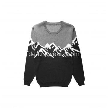 Herren Strickpullover Snow Mountain Jacquard Rundhalsausschnitt